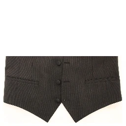 Gray Wool Stretch Dress Vest Jacket Blazer