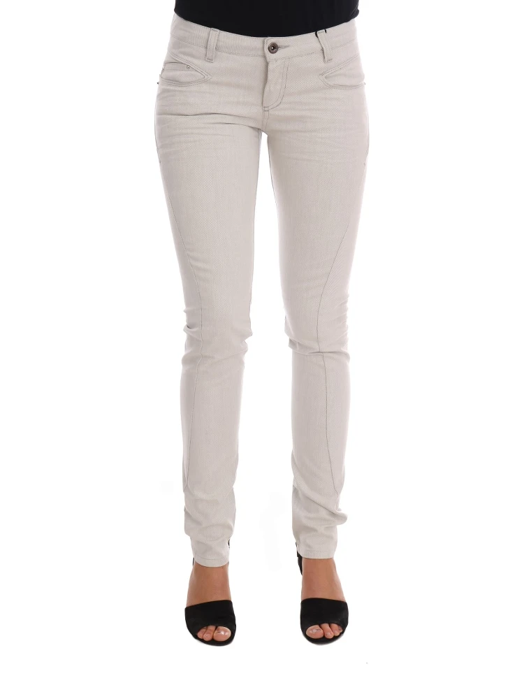 White Cotton Stretch Slim Jeans