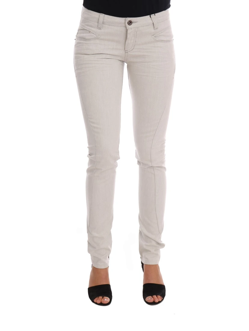 White Cotton Stretch Slim Jeans
