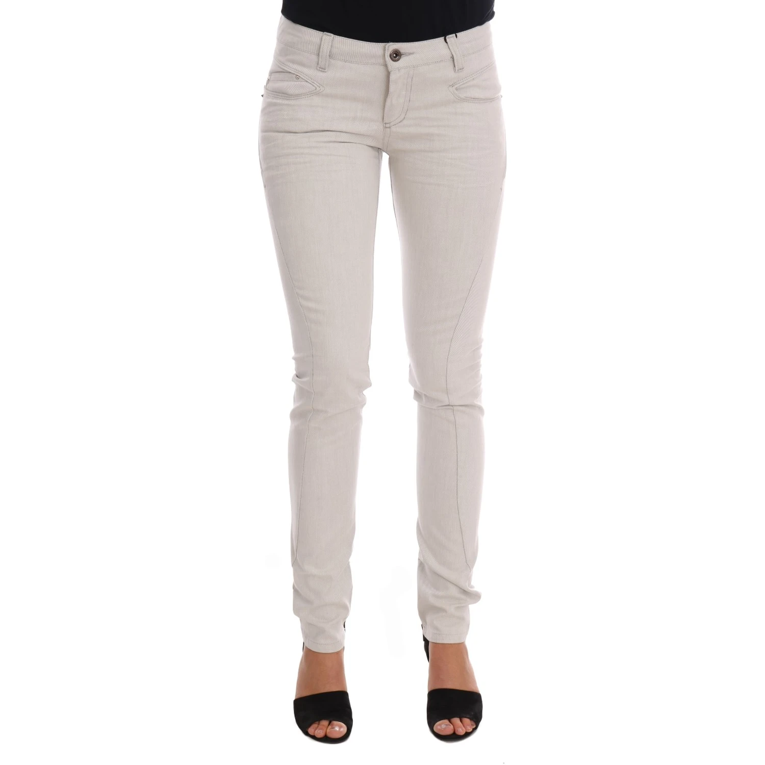 White Cotton Stretch Slim Jeans