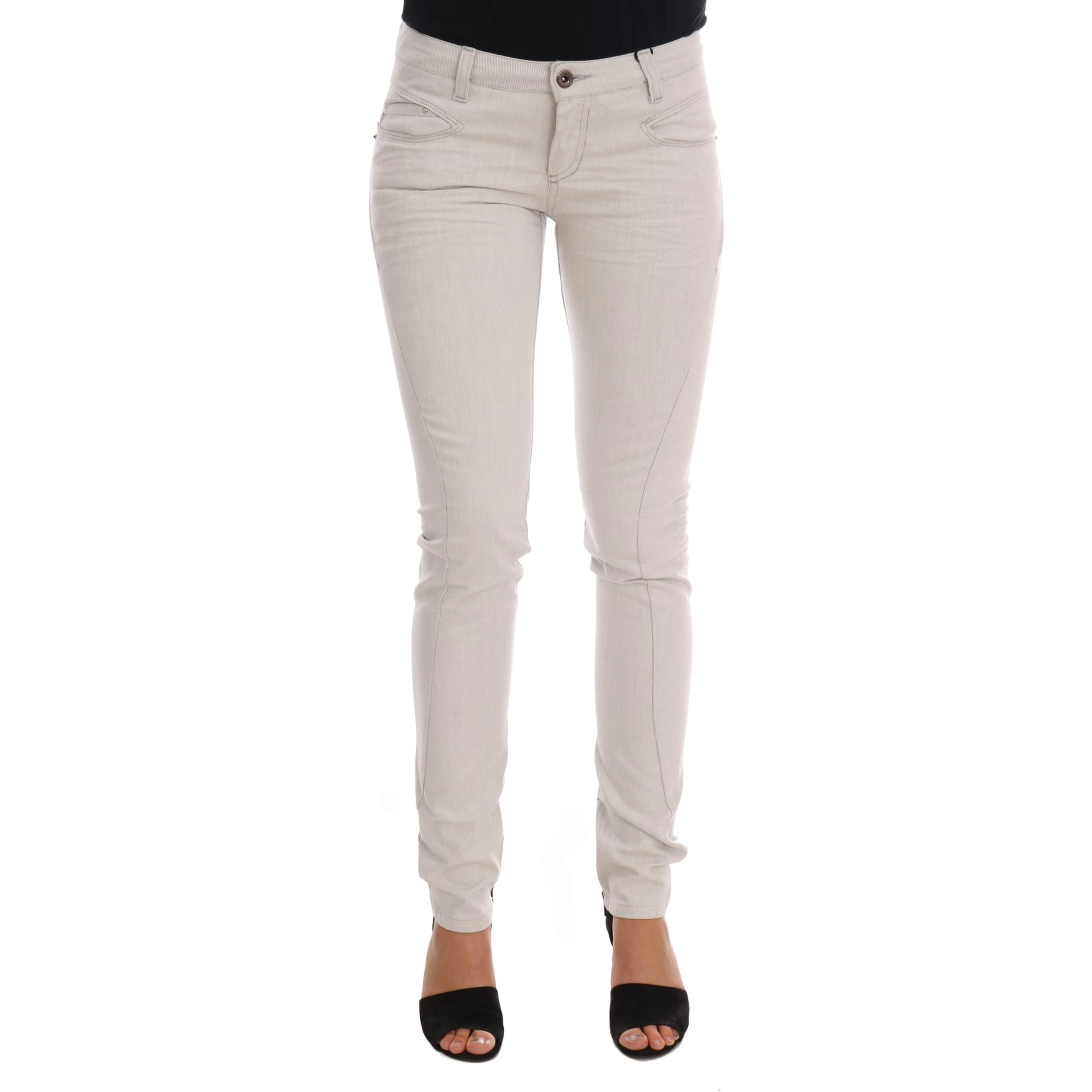 White Cotton Stretch Slim Jeans