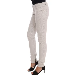 White Cotton Stretch Slim Jeans