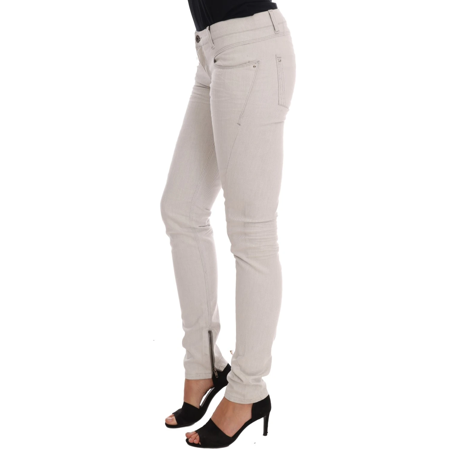 White Cotton Stretch Slim Jeans