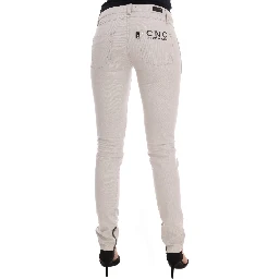 White Cotton Stretch Slim Jeans