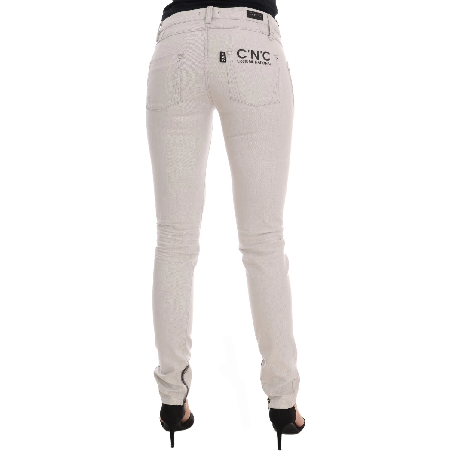 White Cotton Stretch Slim Jeans