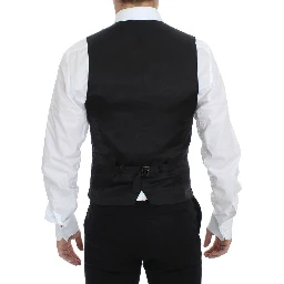 Black Striped Stretch Dress Vest Gilet