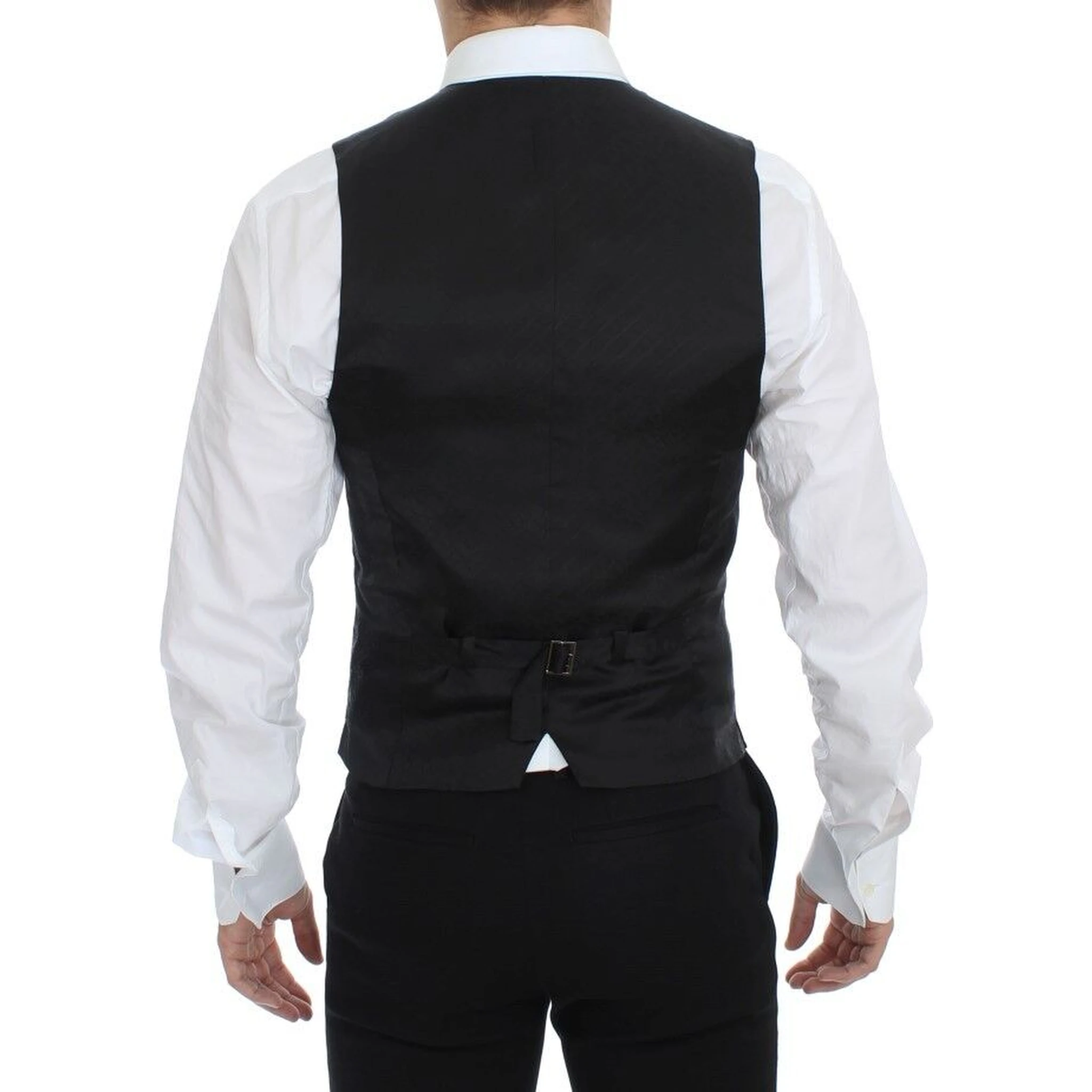 Black Striped Stretch Dress Vest Gilet