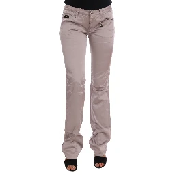 Beige Cotton Slim Fit Jeans