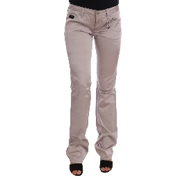 Beige Cotton Slim Fit Jeans