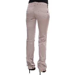 Beige Cotton Slim Fit Jeans