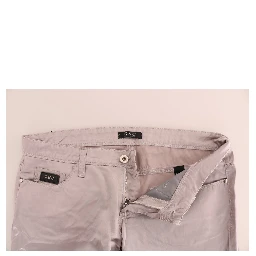 Beige Cotton Slim Fit Jeans