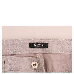 Beige Cotton Slim Fit Jeans