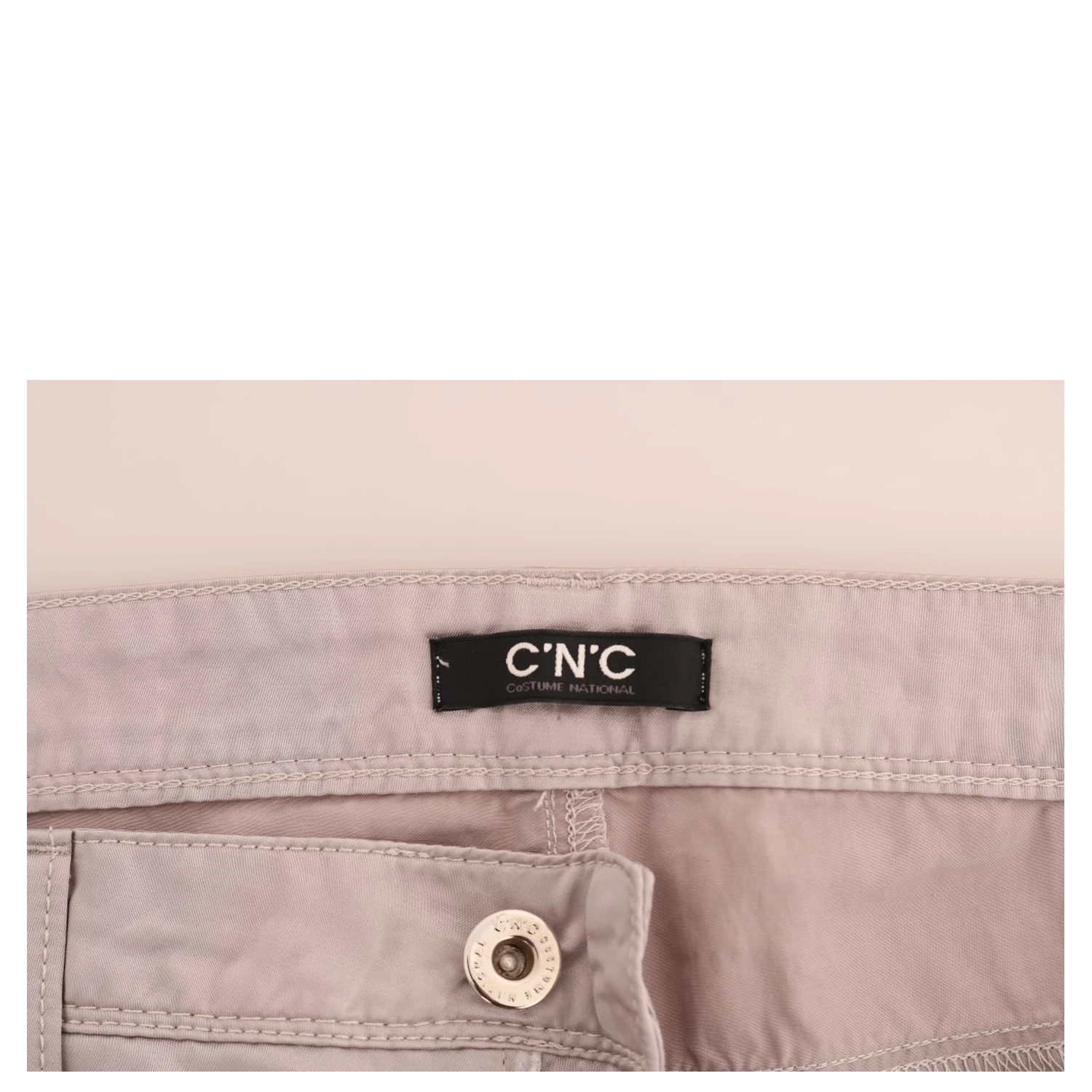 Beige Cotton Slim Fit Jeans