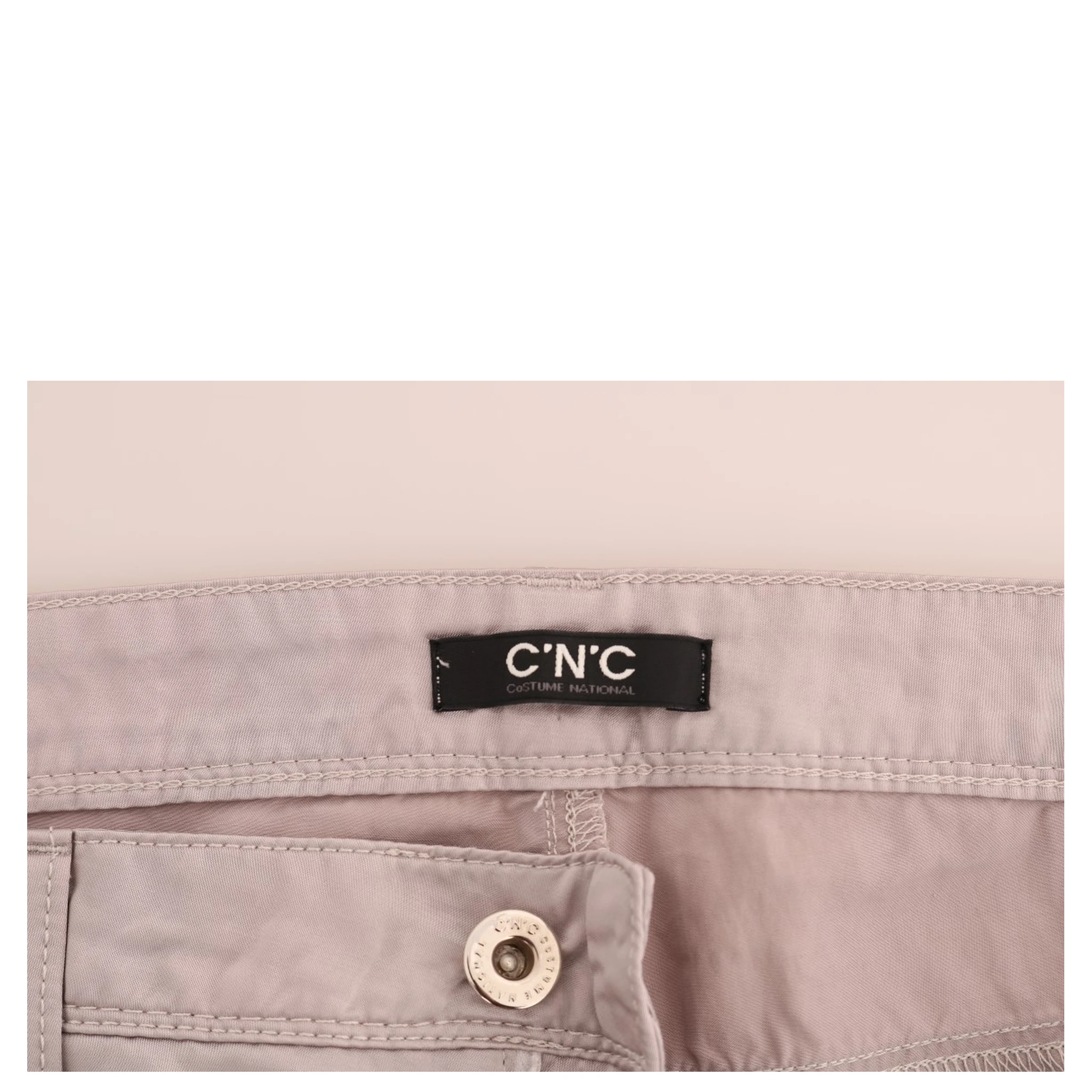 Beige Cotton Slim Fit Jeans