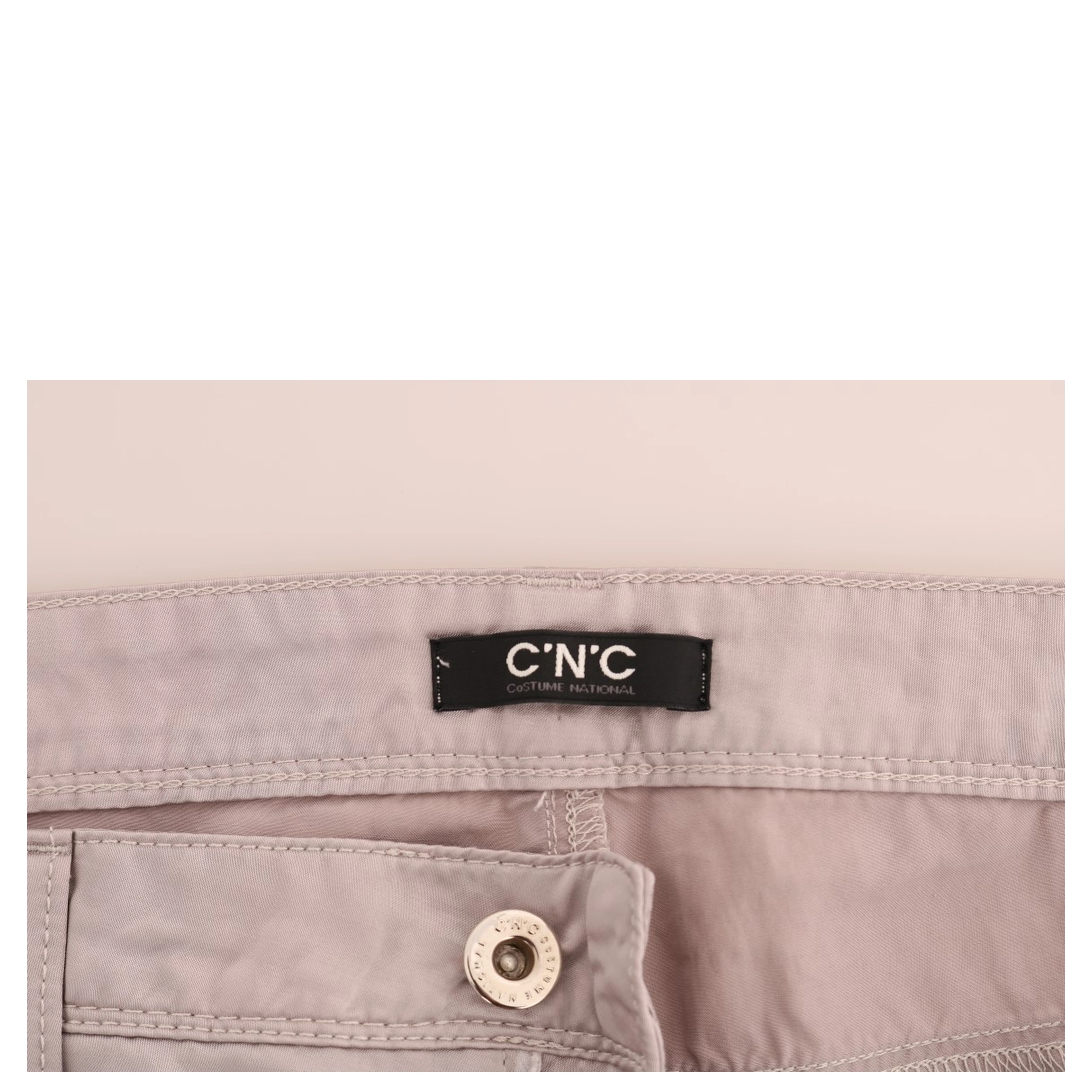 Beige Cotton Slim Fit Jeans