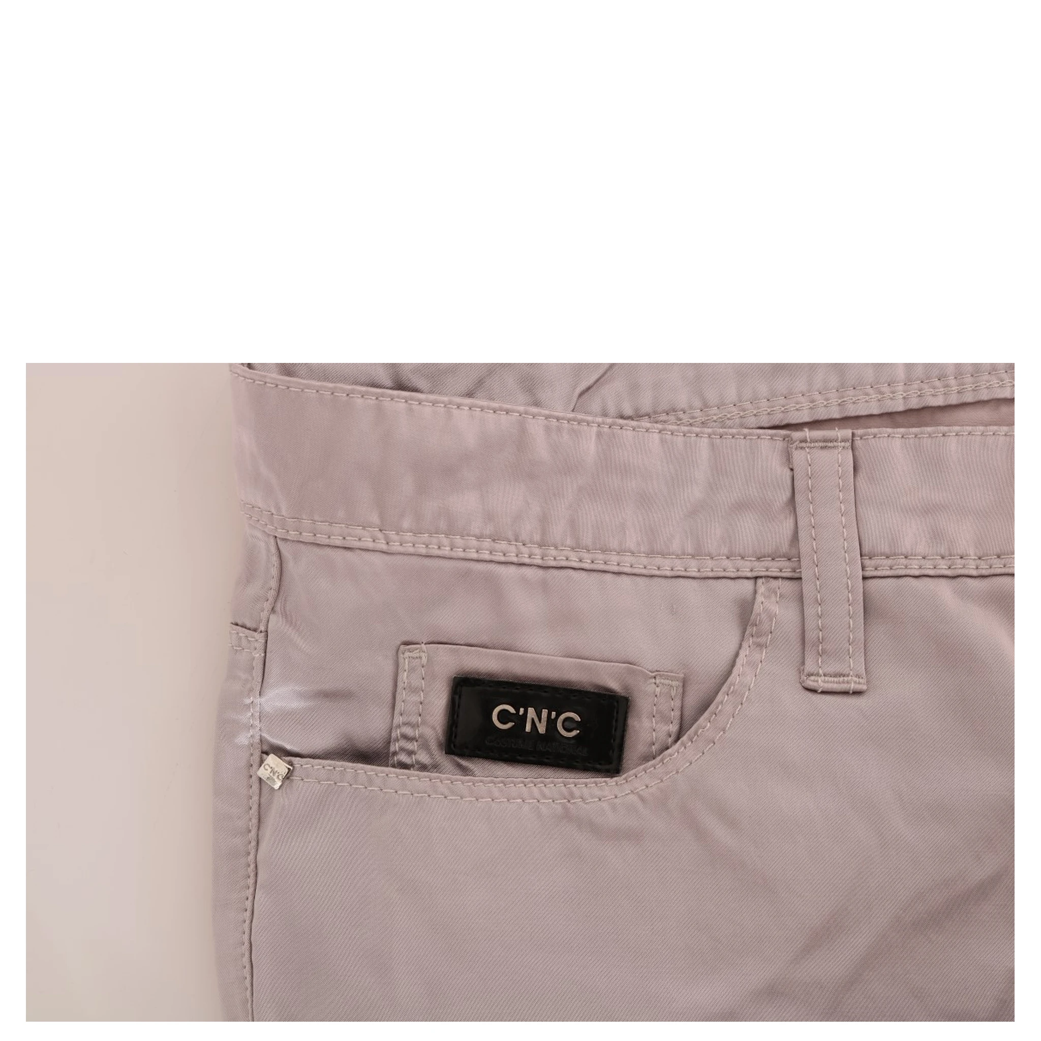 Beige Cotton Slim Fit Jeans