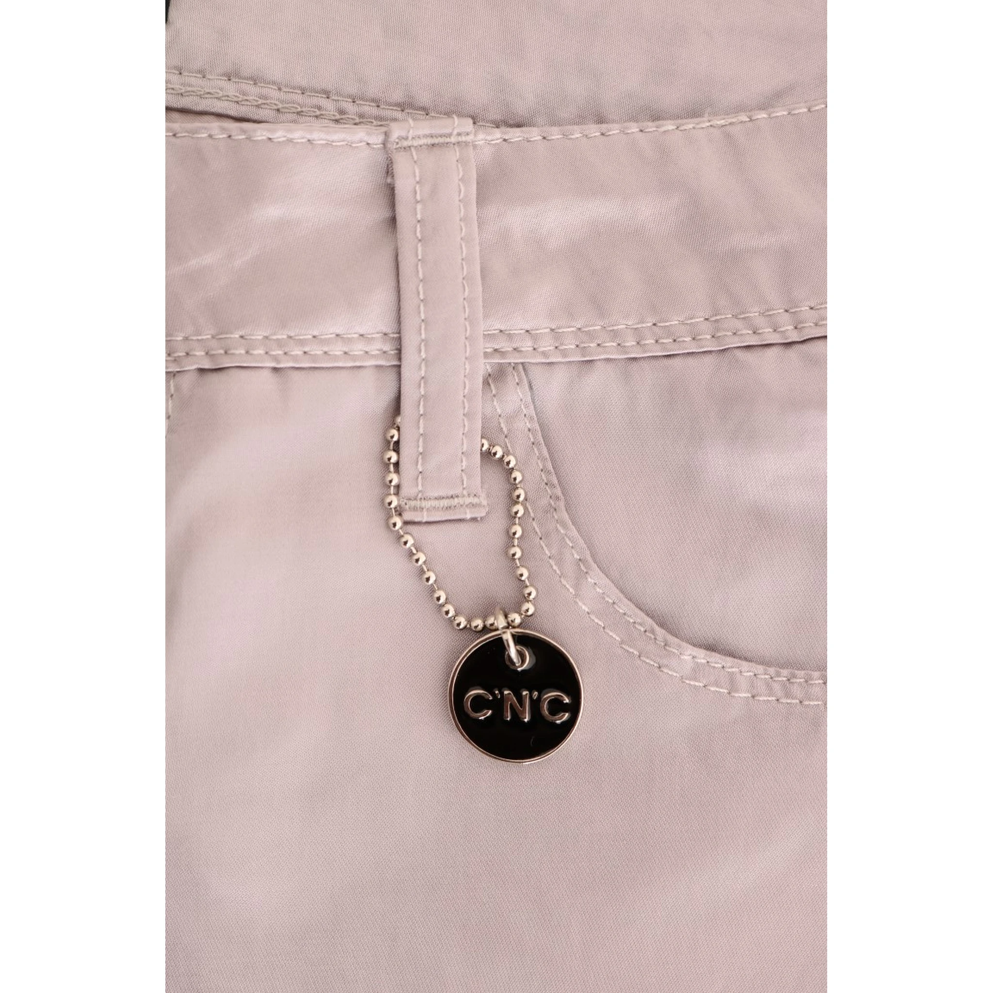 Beige Cotton Slim Fit Jeans