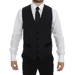 Black Wool Formal Dress Vest Gilet Weste