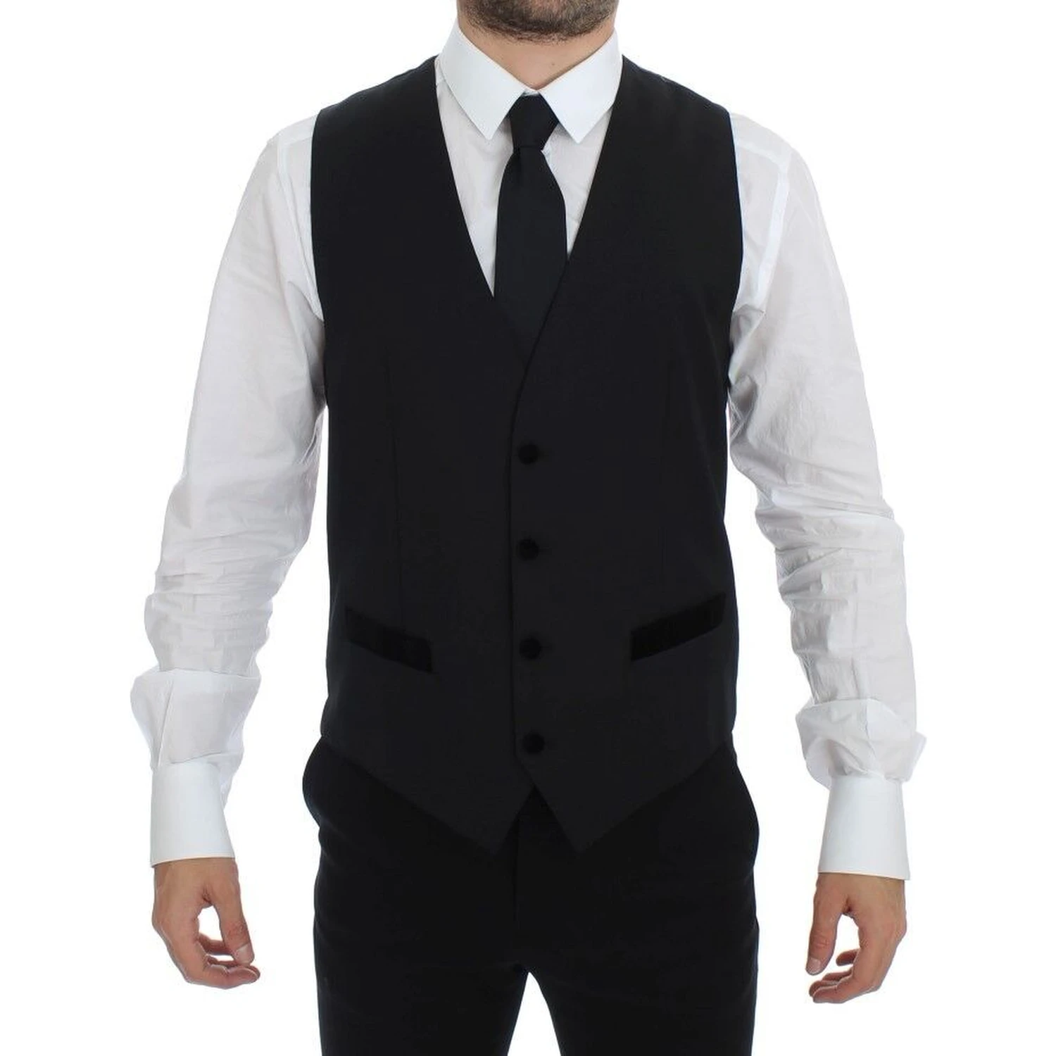 Black Wool Formal Dress Vest Gilet Weste
