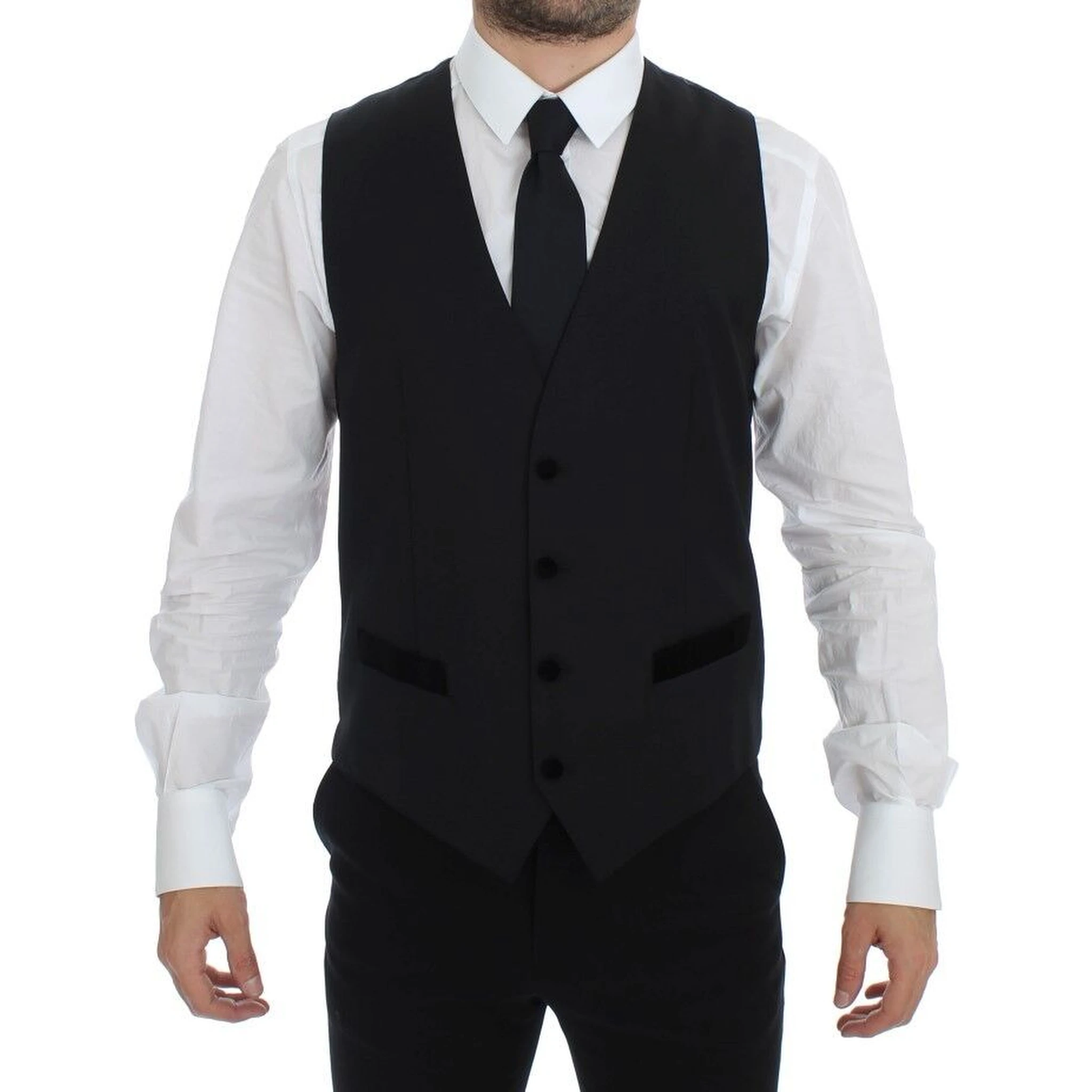 Black Wool Formal Dress Vest Gilet Weste