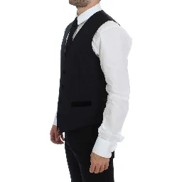 Black Wool Formal Dress Vest Gilet Weste