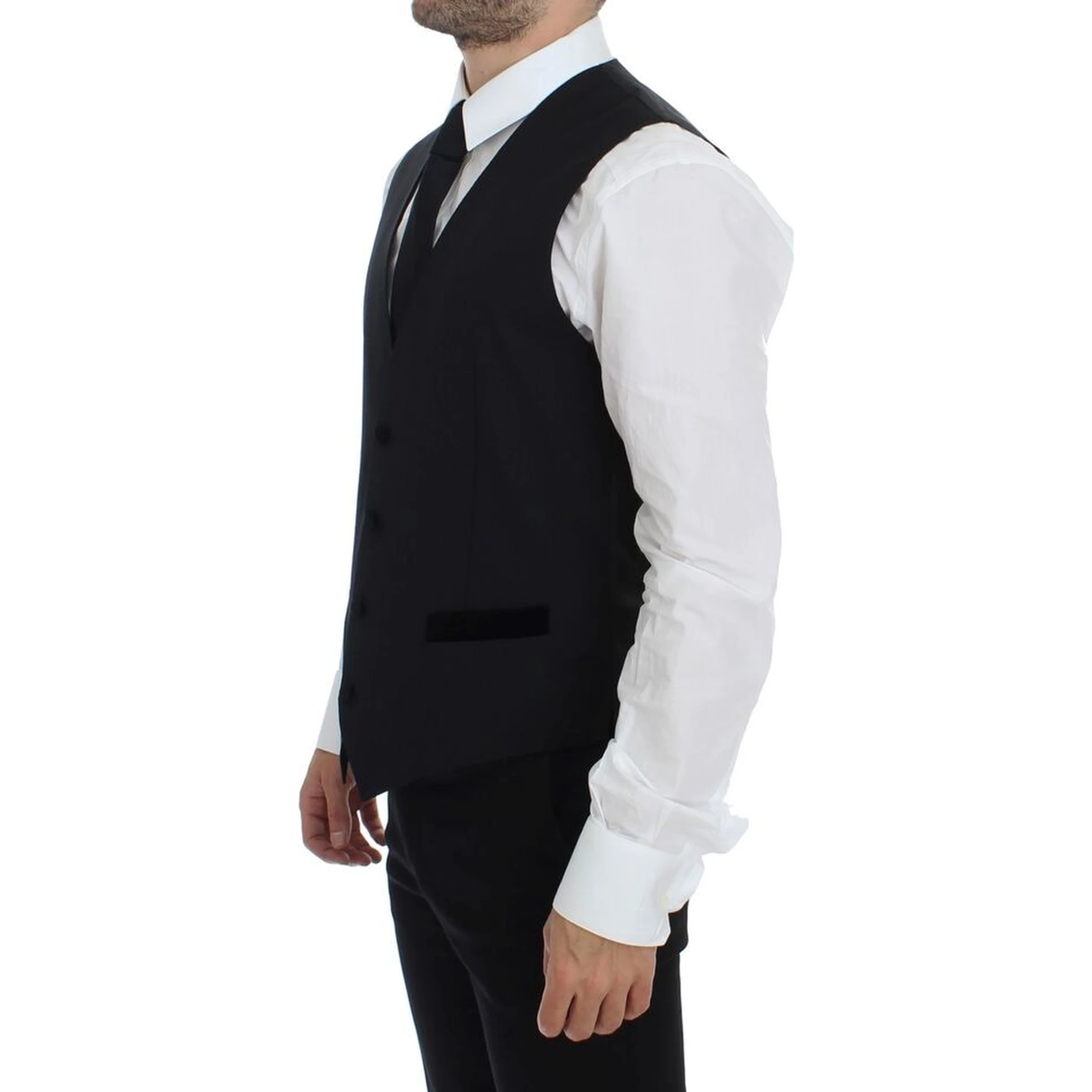 Black Wool Formal Dress Vest Gilet Weste