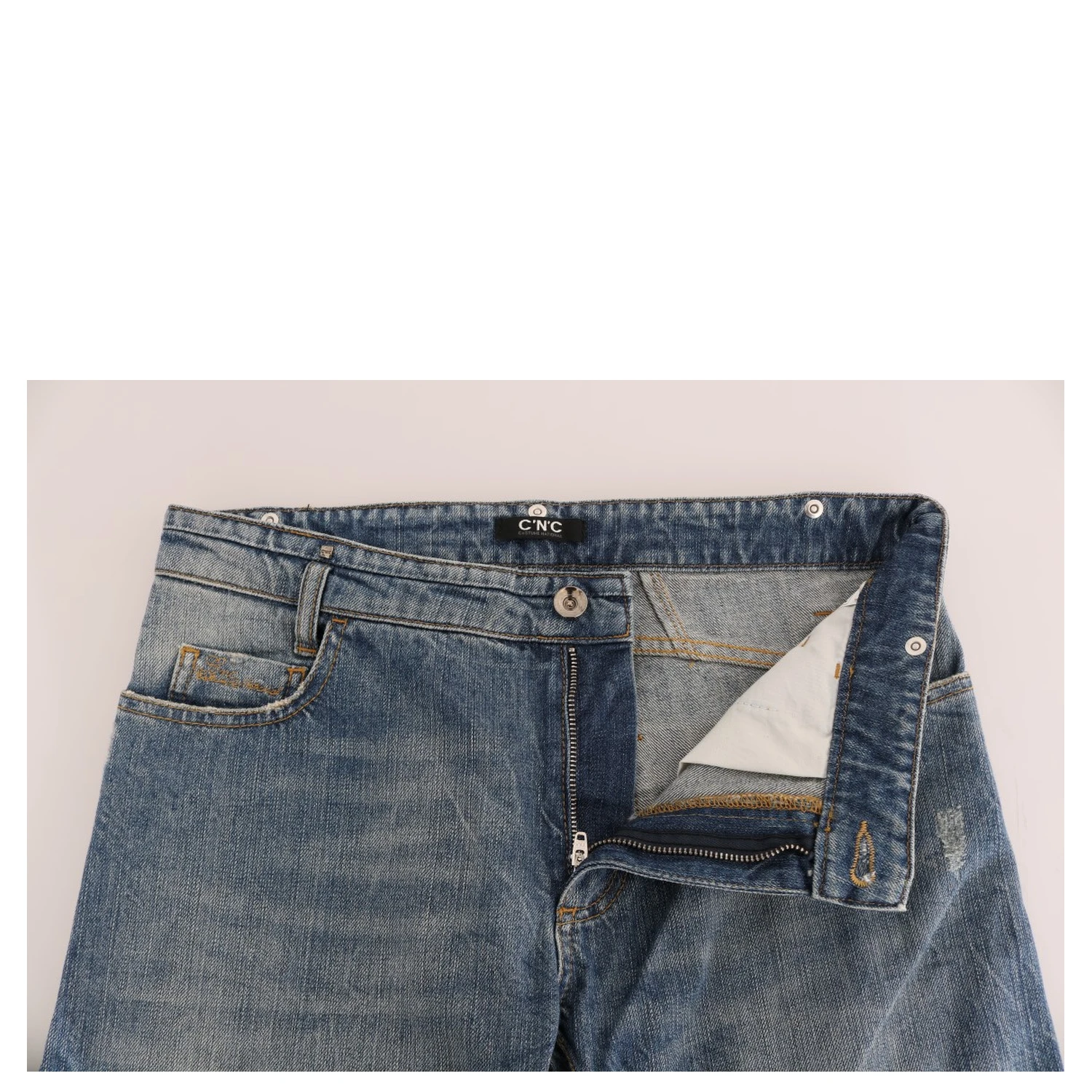 Blue Cotton Stretch Denim Jeans