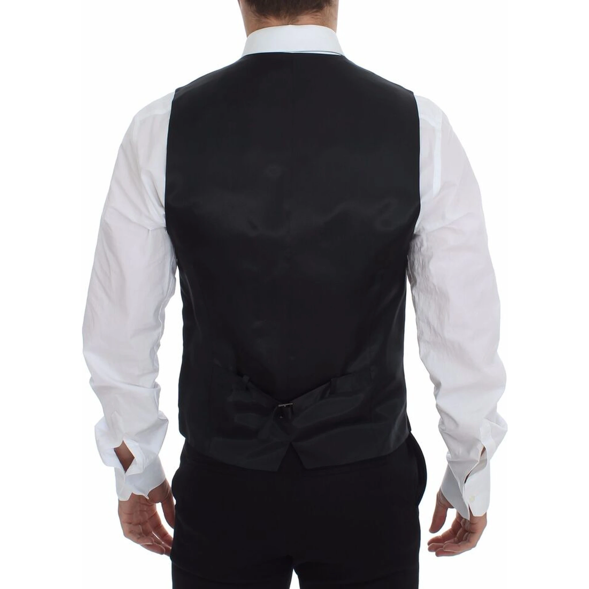 Gray Striped Wool Logo Vest Gilet Weste