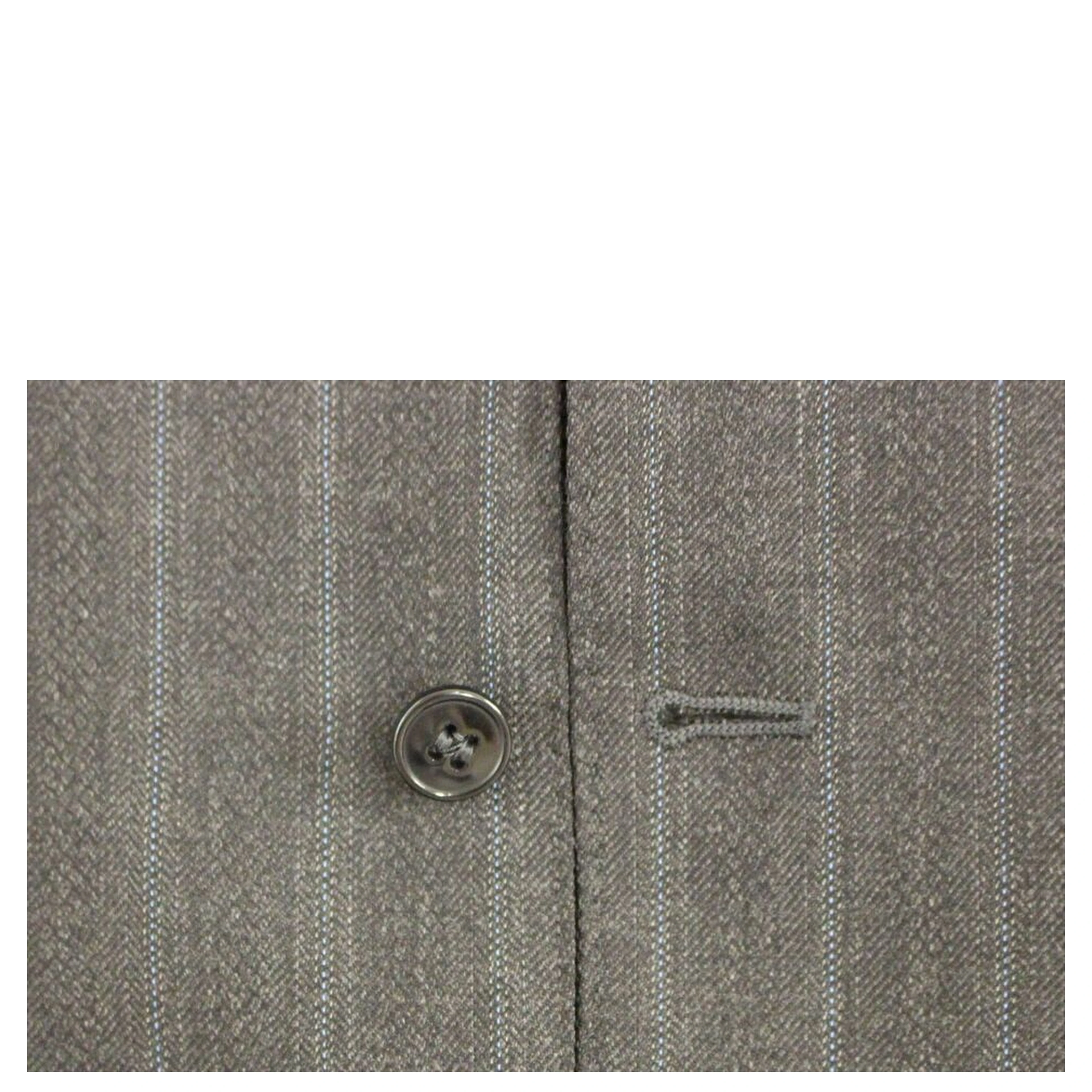 Gray Striped Wool Logo Vest Gilet Weste