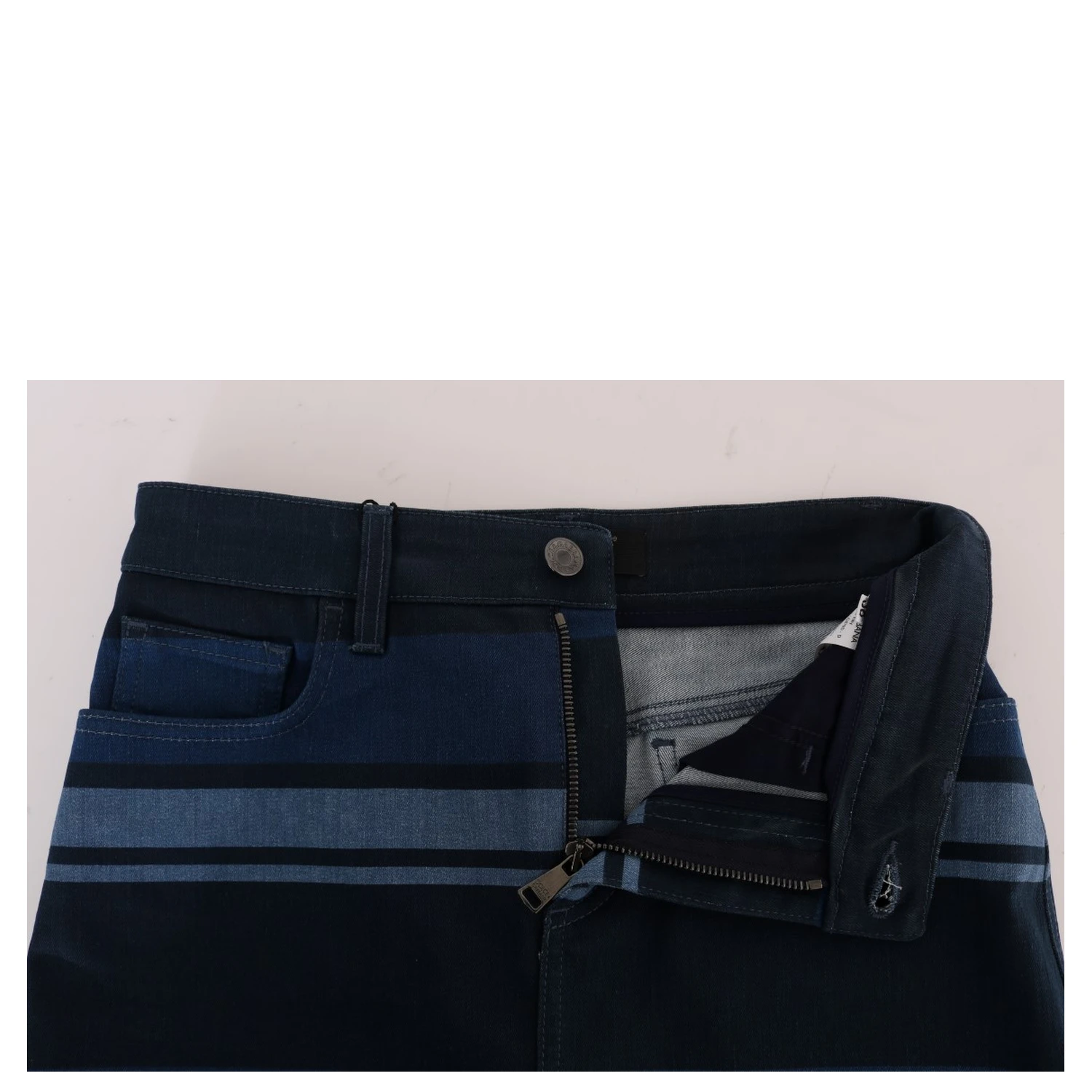 Blue Short striped Mini Denim Skirt