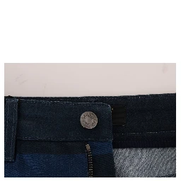 Blue Short striped Mini Denim Skirt