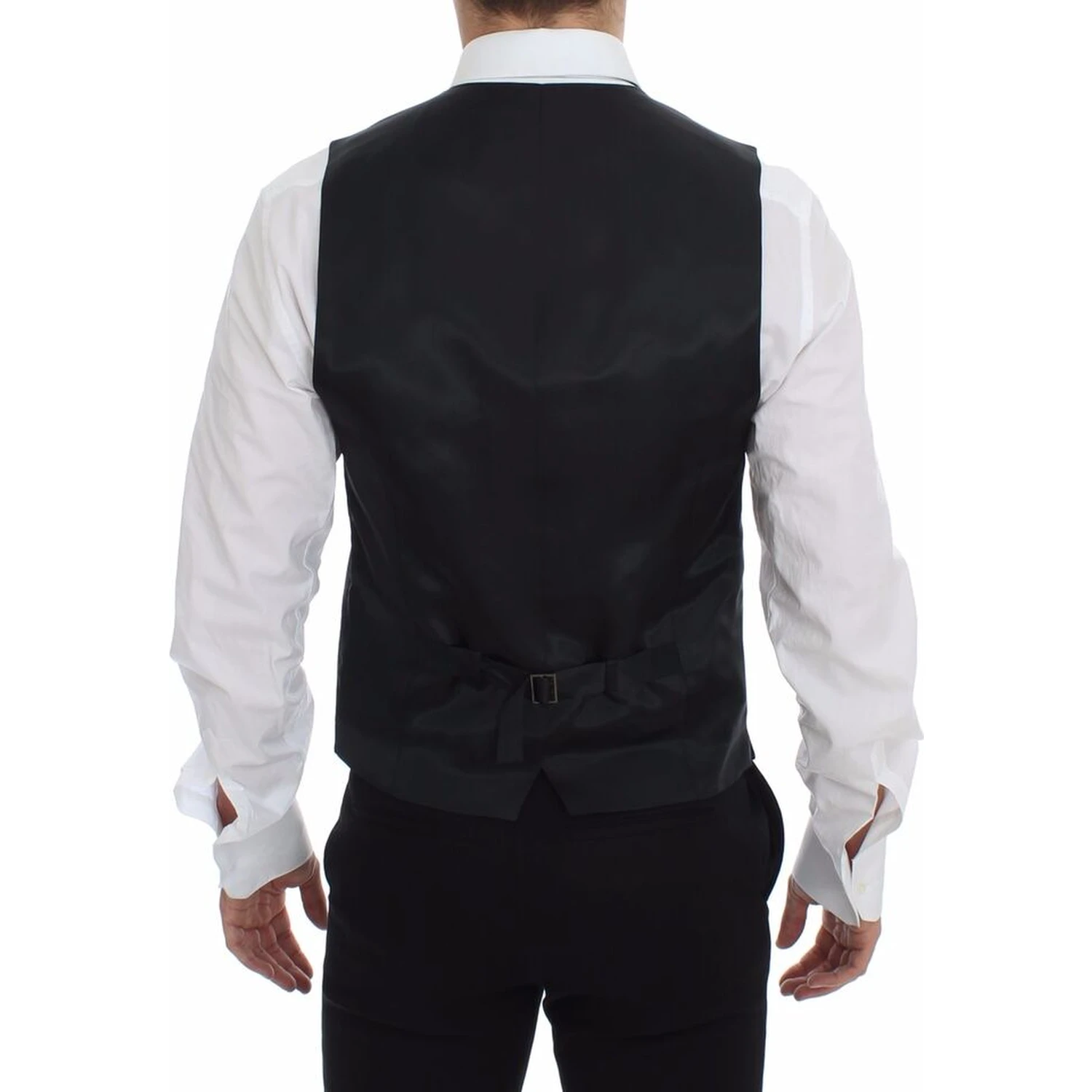 Gray Striped Wool Logo Vest Gilet Weste