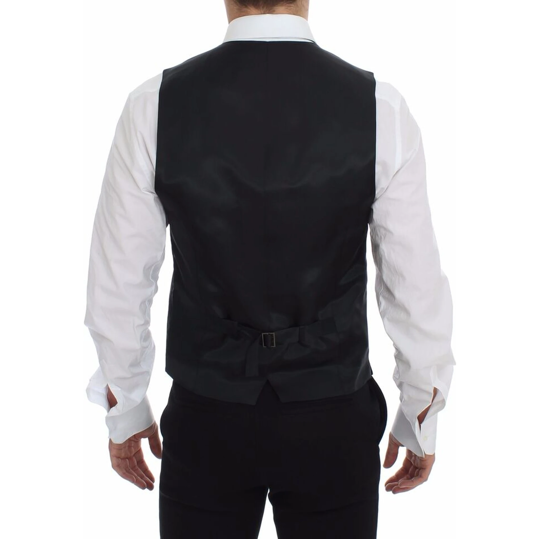 Gray Striped Wool Logo Vest Gilet Weste