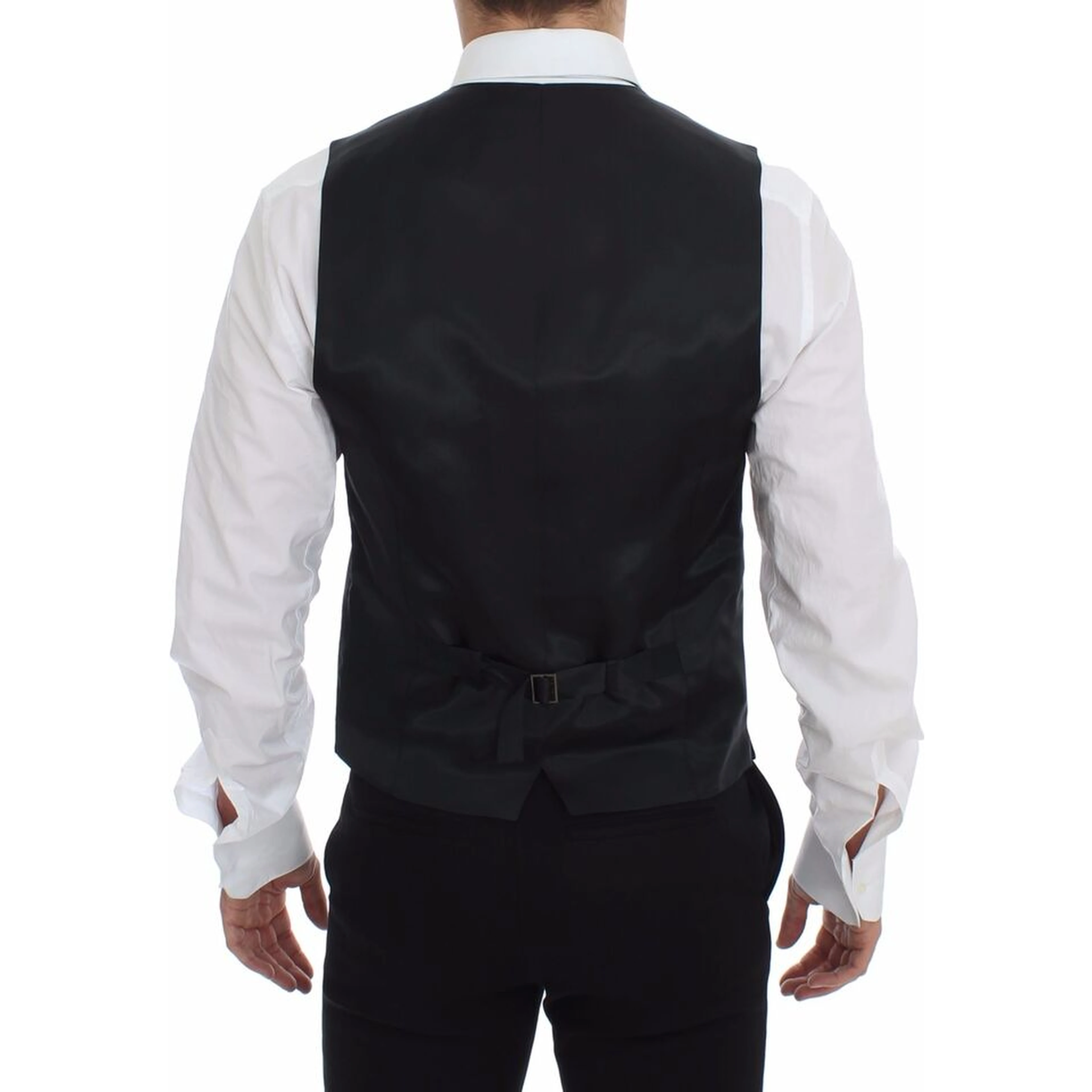 Gray Striped Wool Logo Vest Gilet Weste