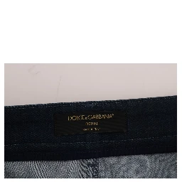 Blue Short striped Mini Denim Skirt