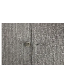 Gray Striped Wool Single Breasted Vest