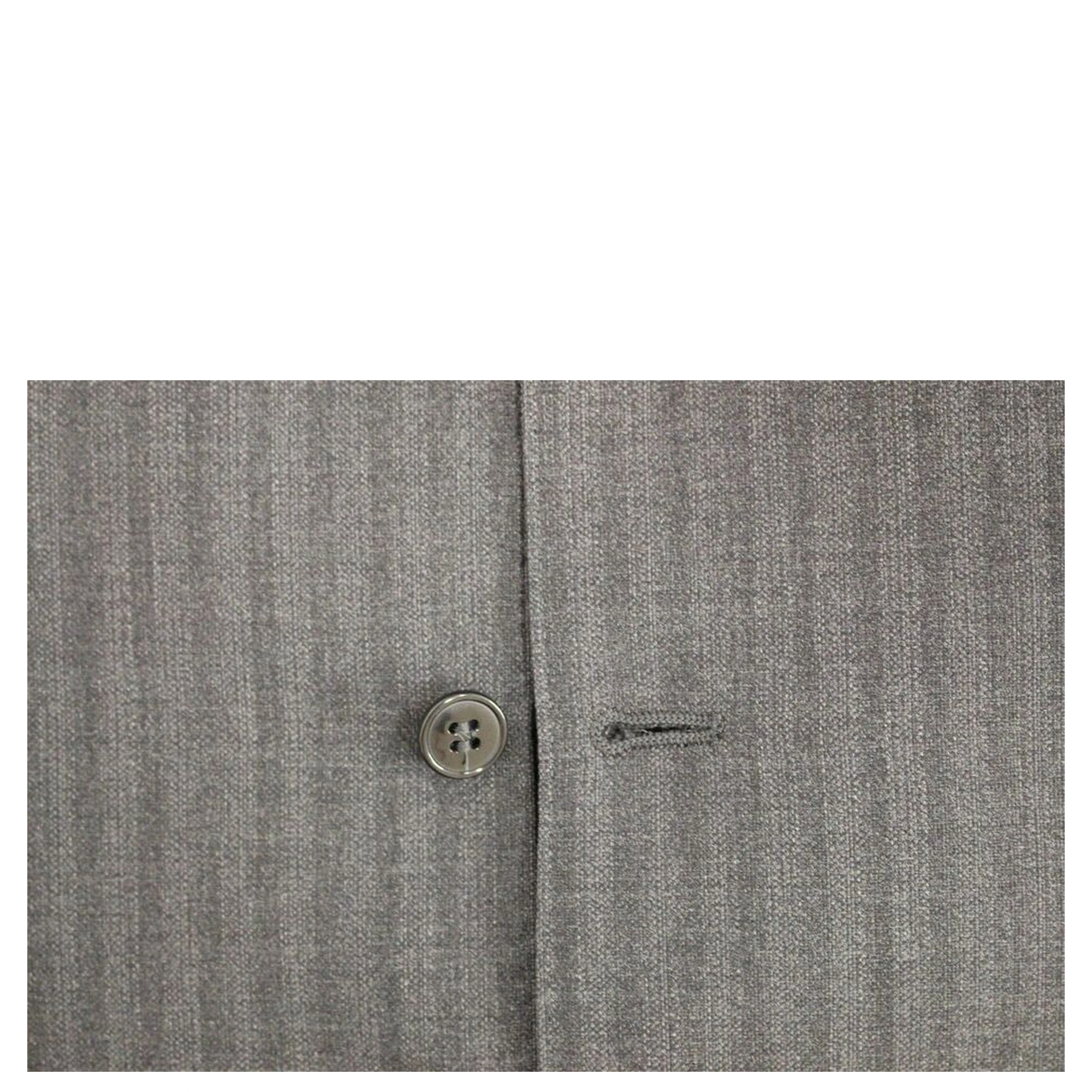 Gray Striped Wool Single Breasted Vest