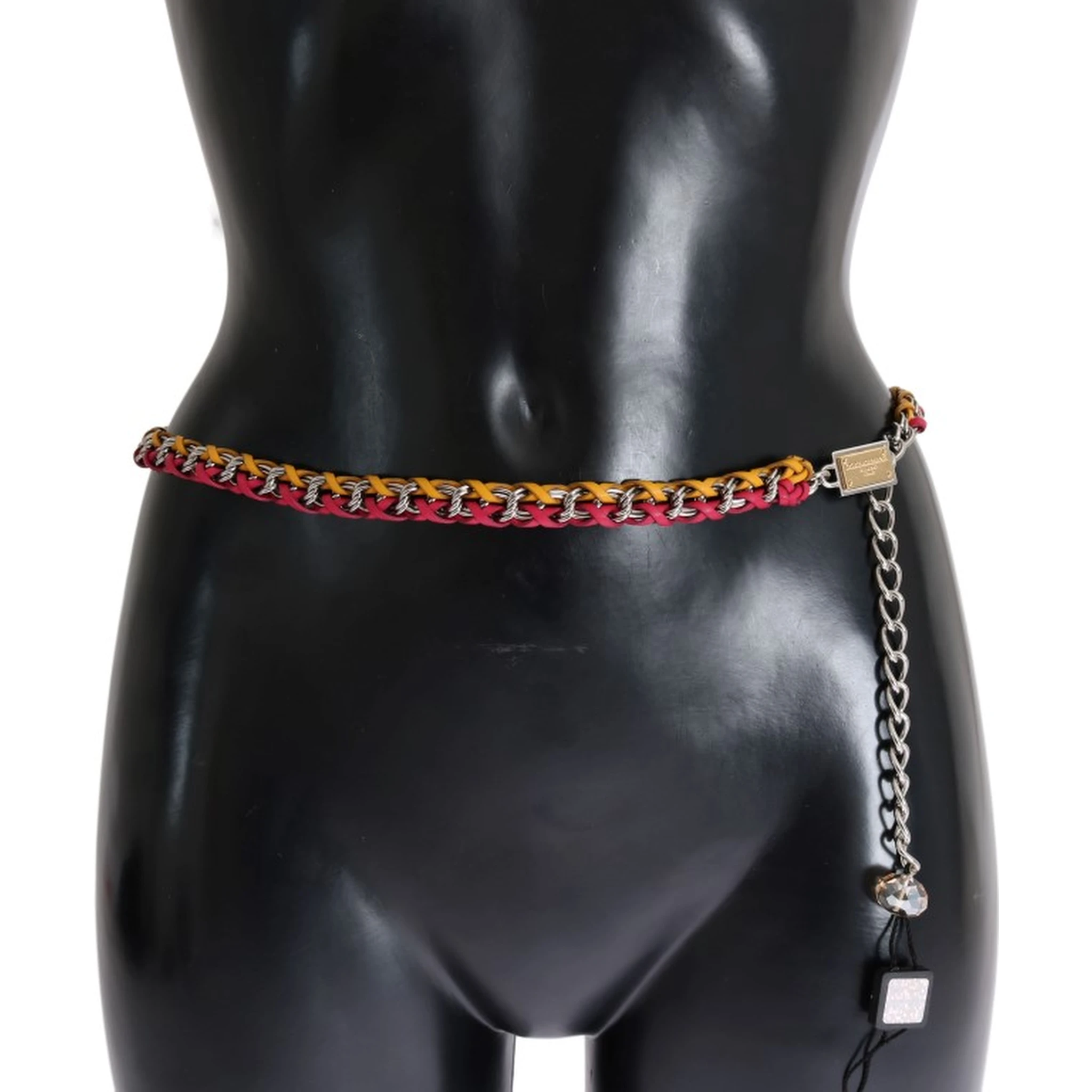 Red Yellow Leather Crystal Belt