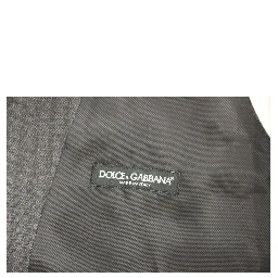 Gray Striped Wool Single Breasted Vest
