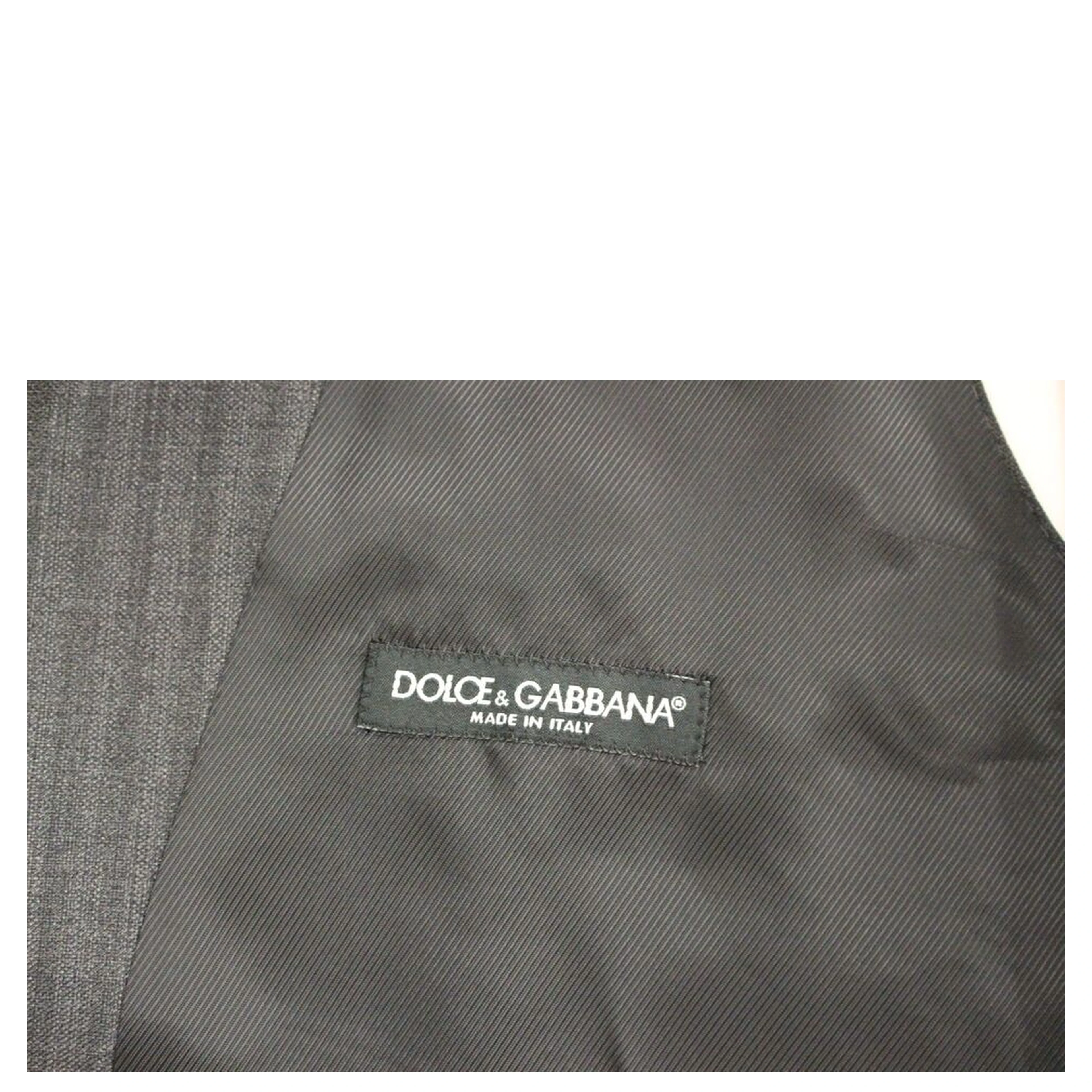 Gray Striped Wool Single Breasted Vest