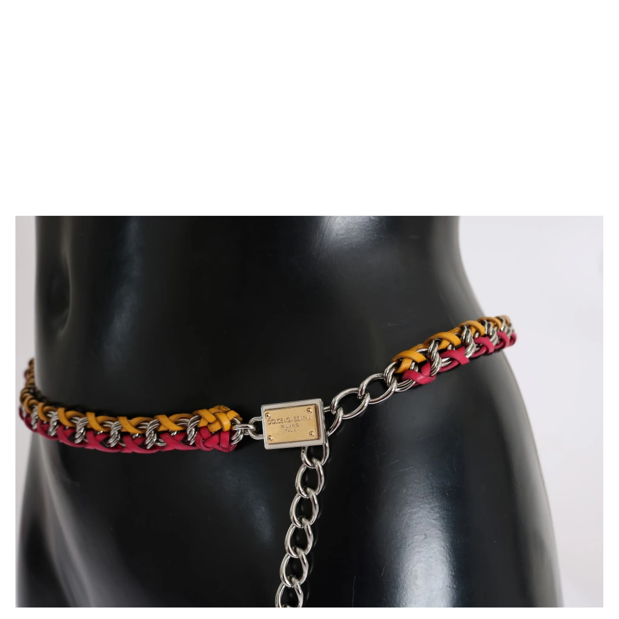 Red Yellow Leather Crystal Belt