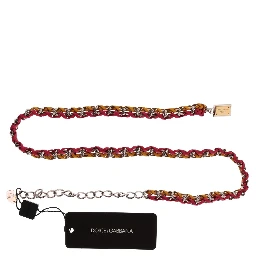 Red Yellow Leather Crystal Belt