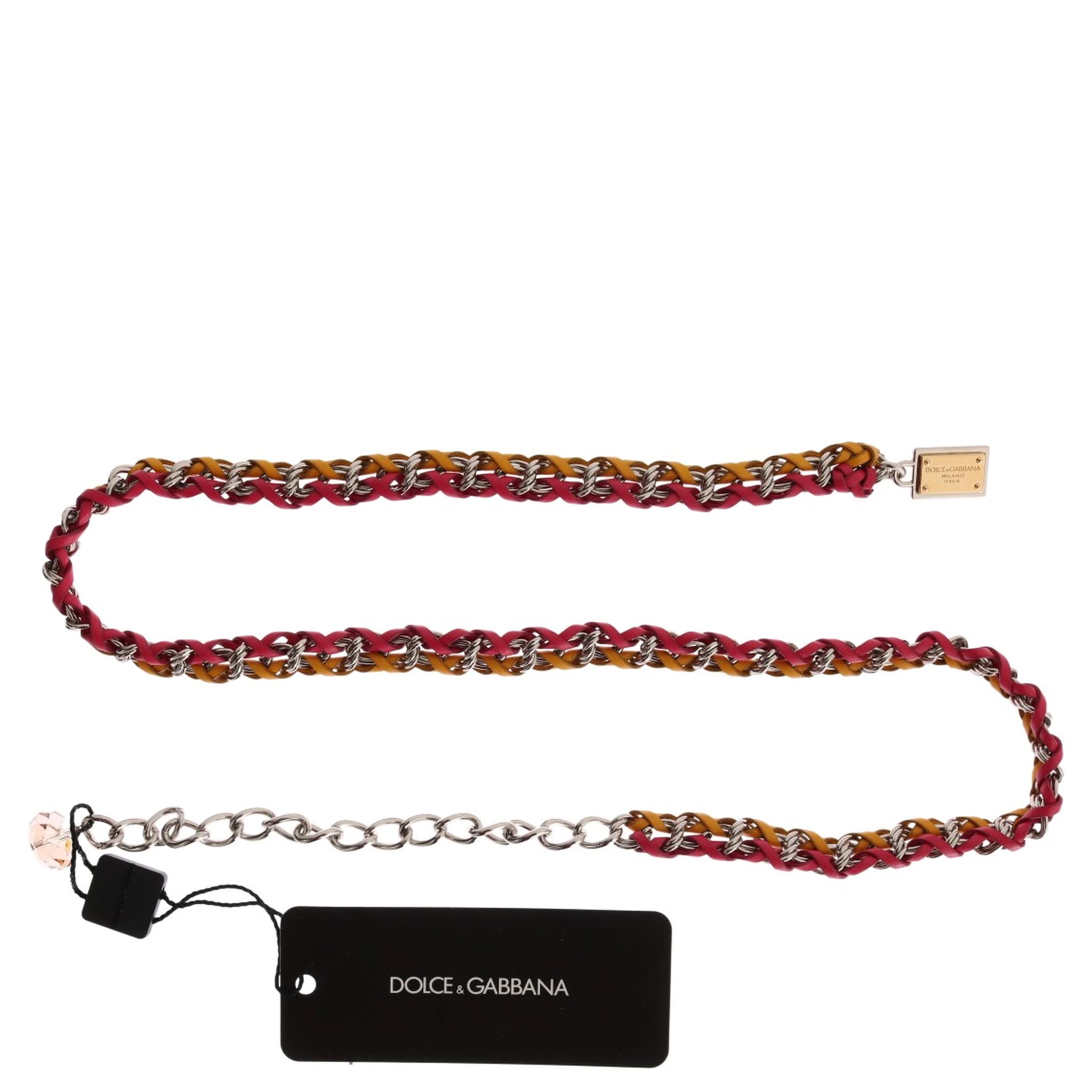 Red Yellow Leather Crystal Belt
