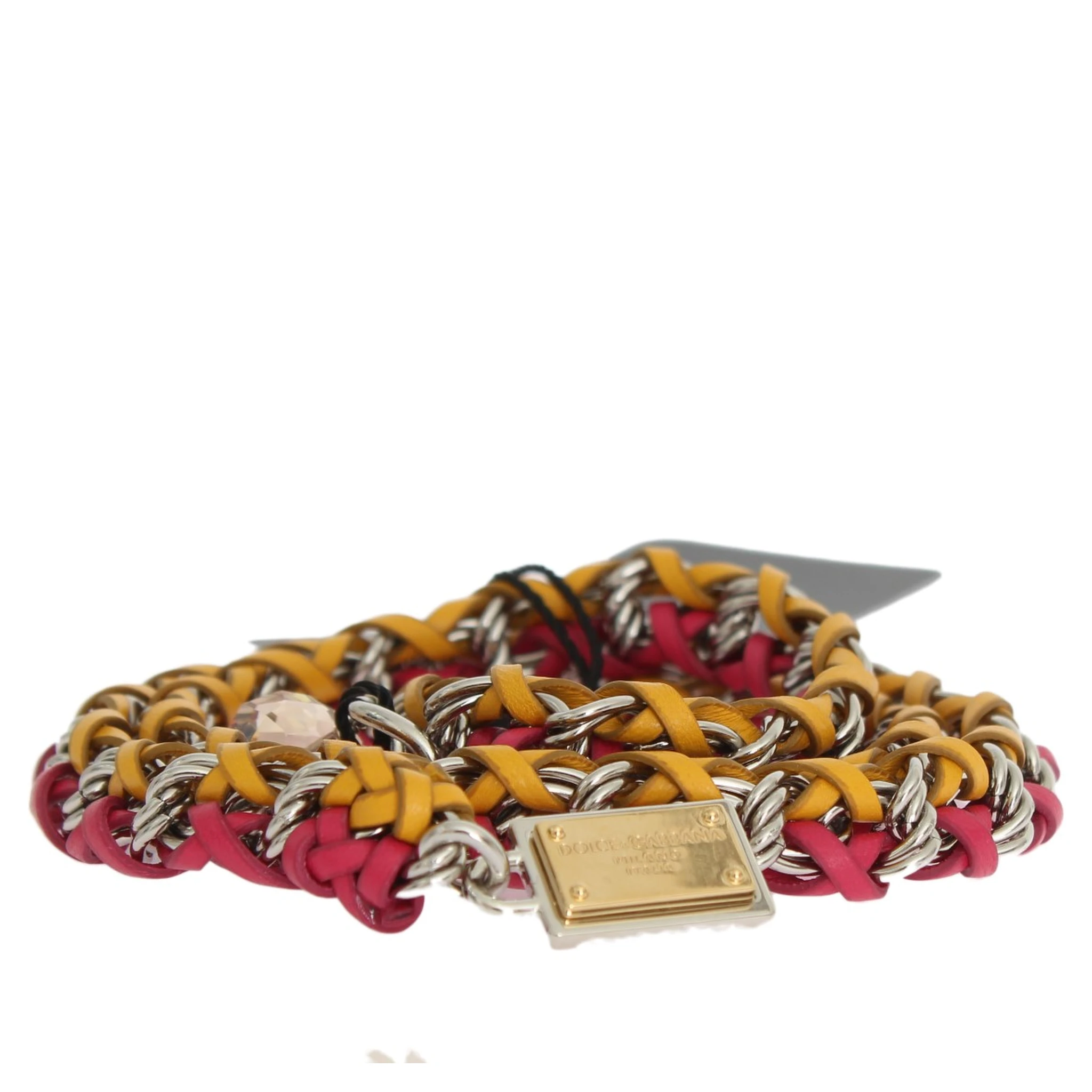 Red Yellow Leather Crystal Belt