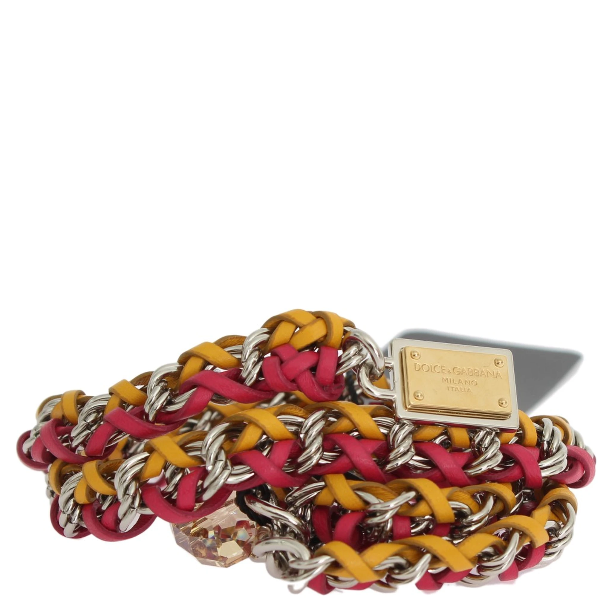 Red Yellow Leather Crystal Belt