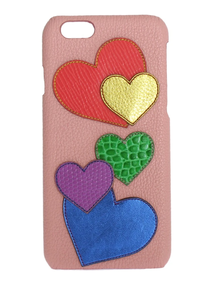 Pink Leather Heart Phone Cover
