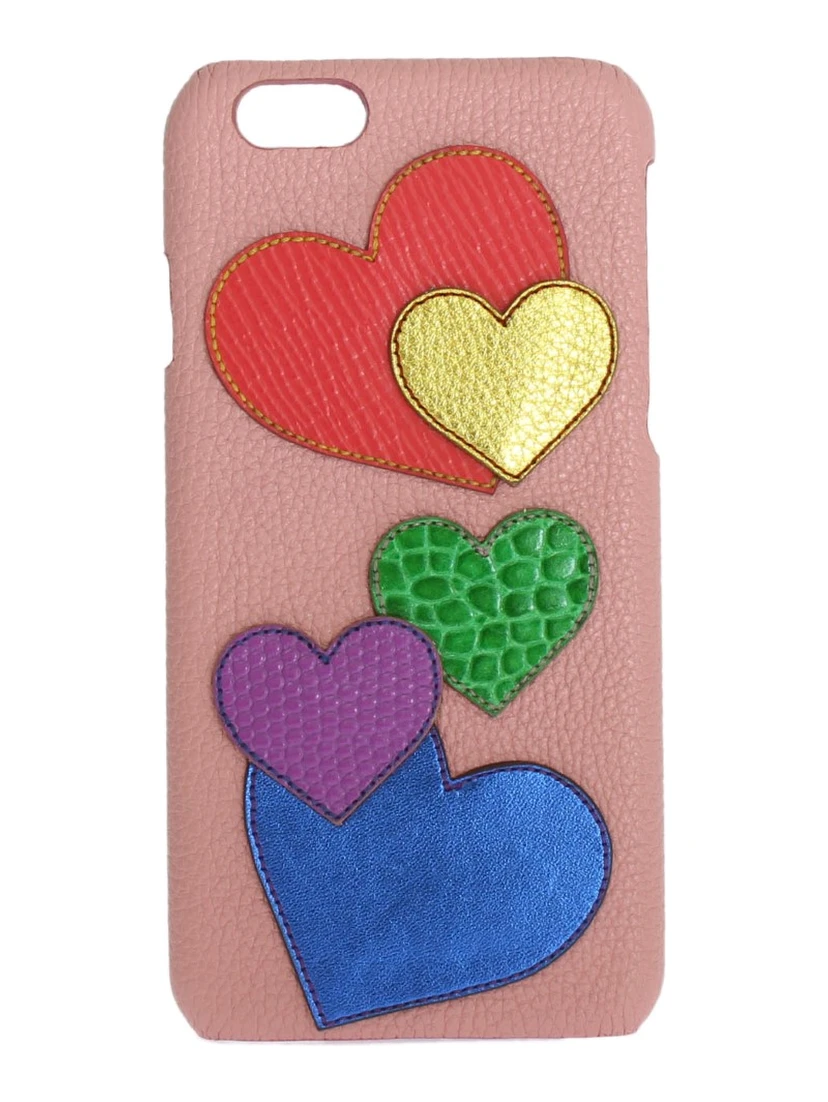 Pink Leather Heart Phone Cover