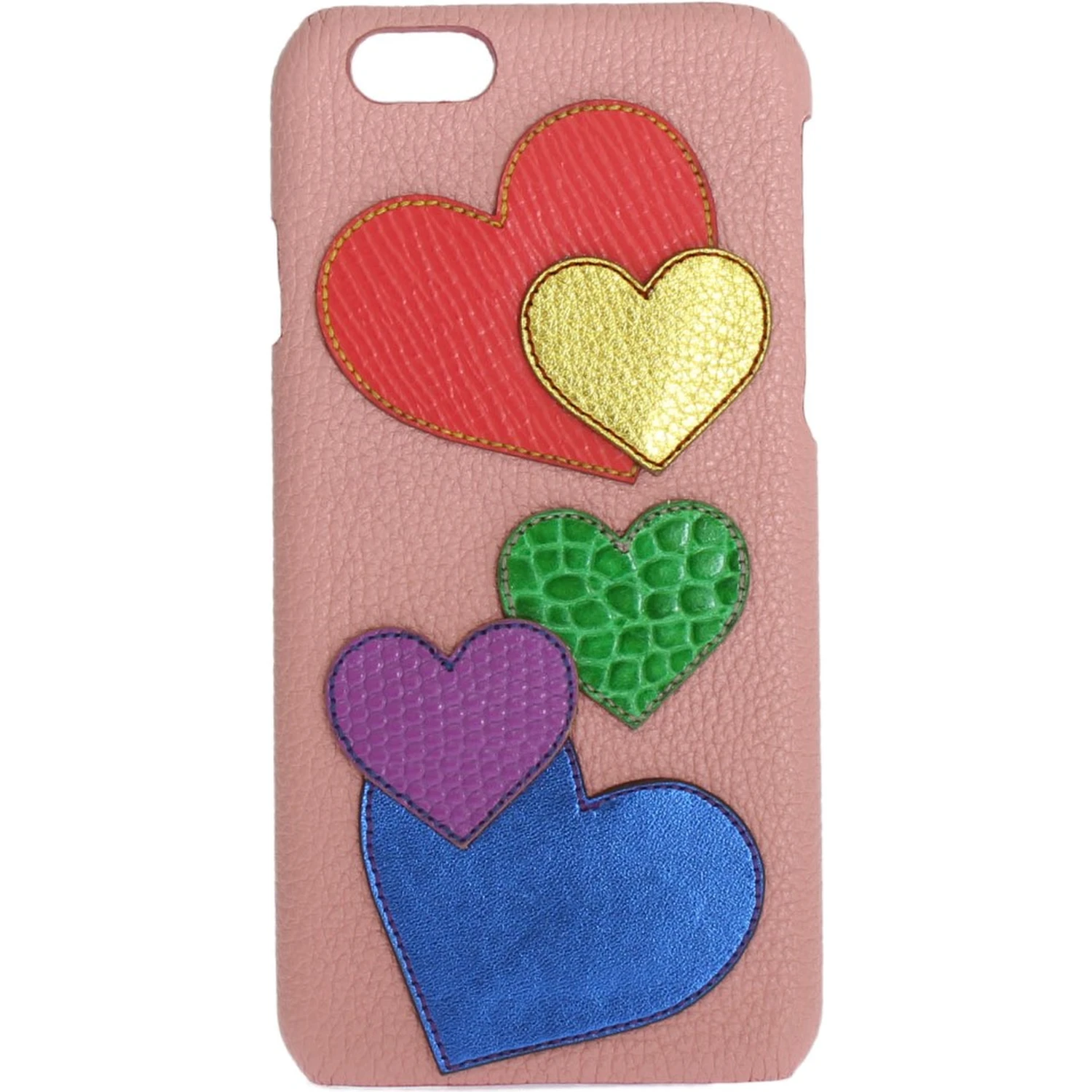 Pink Leather Heart Phone Cover