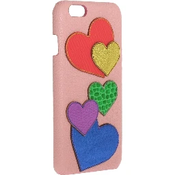 Pink Leather Heart Phone Cover