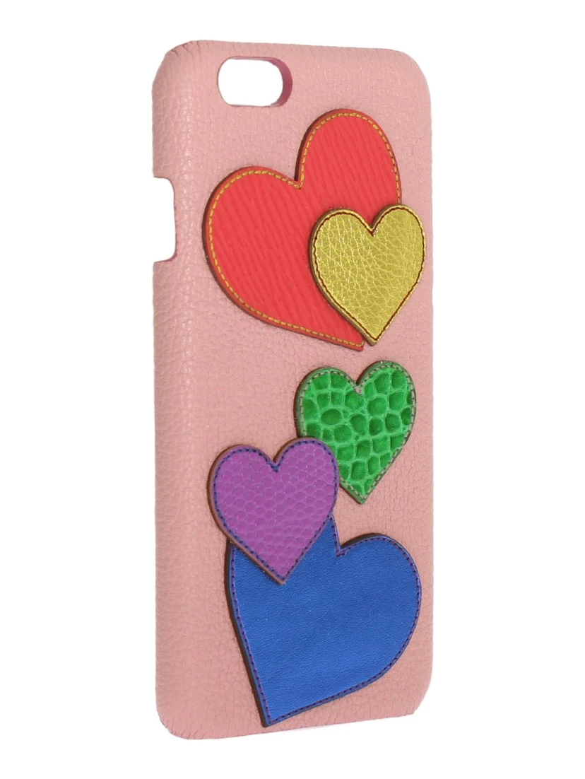 Pink Leather Heart Phone Cover